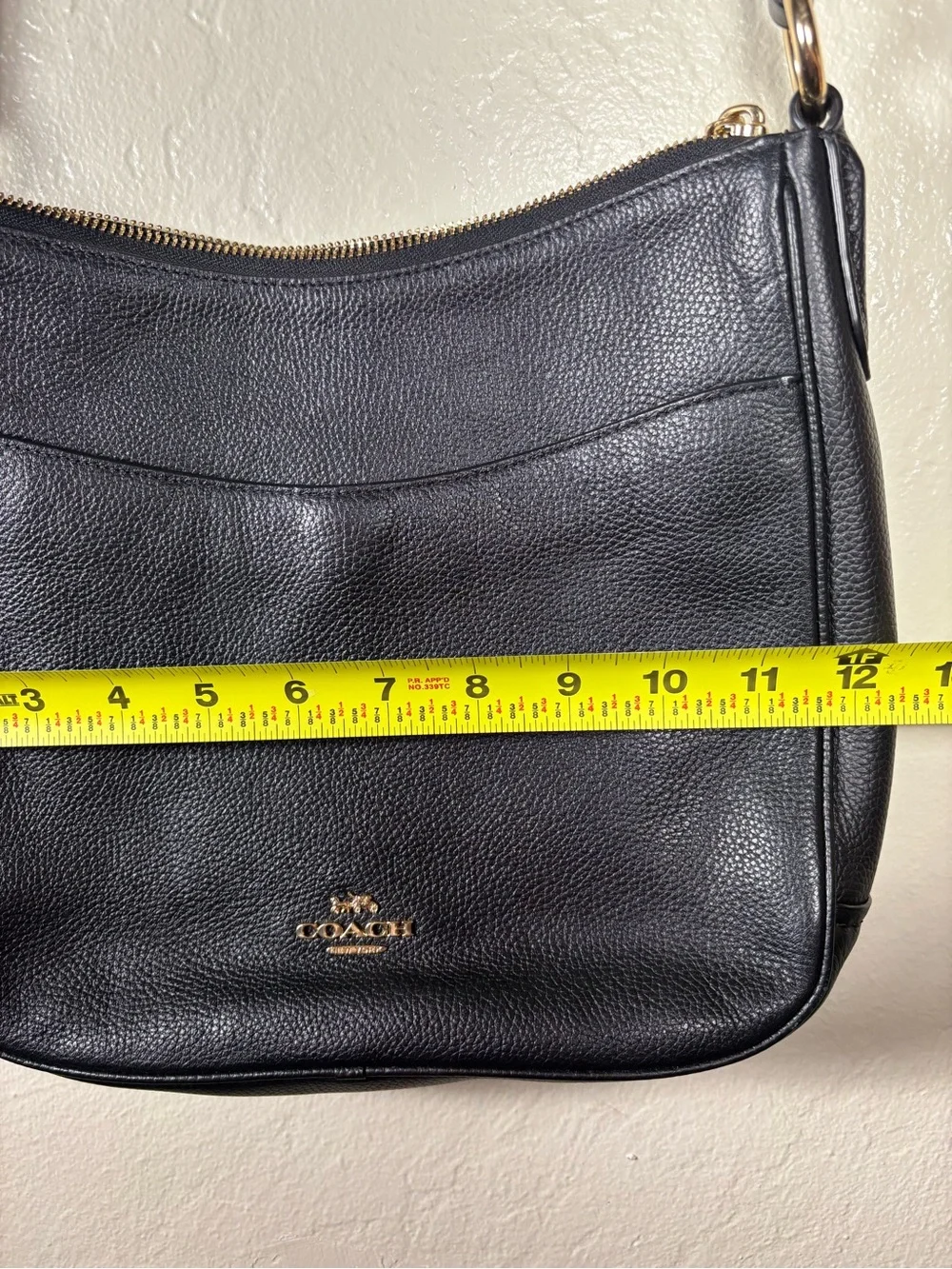 Coach Black Pebbled Leather Shoulder Bag with Gold Hardware